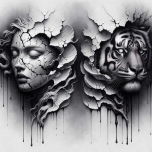 detailed-visage-for-men – tattoo design ideas free ai generated – surrealism-phantasm – for-ribs – Gallery: faces-inkby-ai