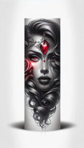 emotional-visage – tattoo design ideas free ai generated – neotraditional-refined-lines – for-wrist-side – Gallery: faces-inkby-ai