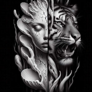 emotive-face – tattoo design ideas free ai generated – neotraditional-bright-color – for-collarbone – Gallery: faces-inkby-ai