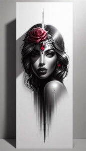emotive-face – tattoo design ideas free ai generated – realism-inner-glow – for-upper-chest – Gallery: faces-inkby-ai