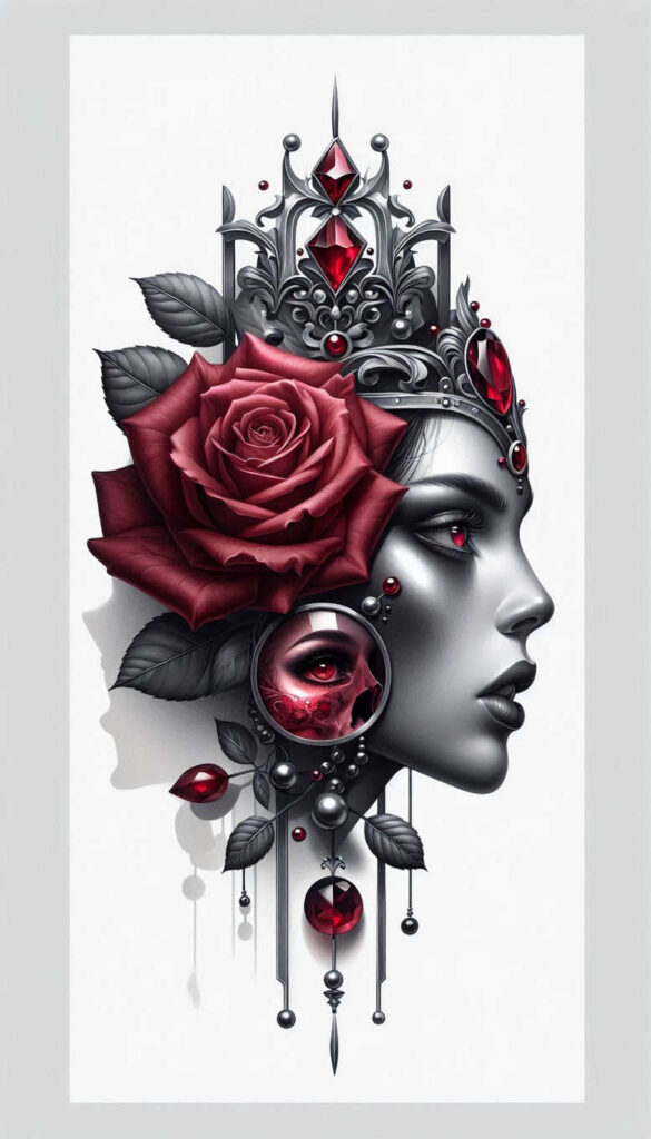 emotive-face – tattoo design ideas free ai generated – realism-natural-blush – for-lower-chest – Gallery: faces-inkby-ai