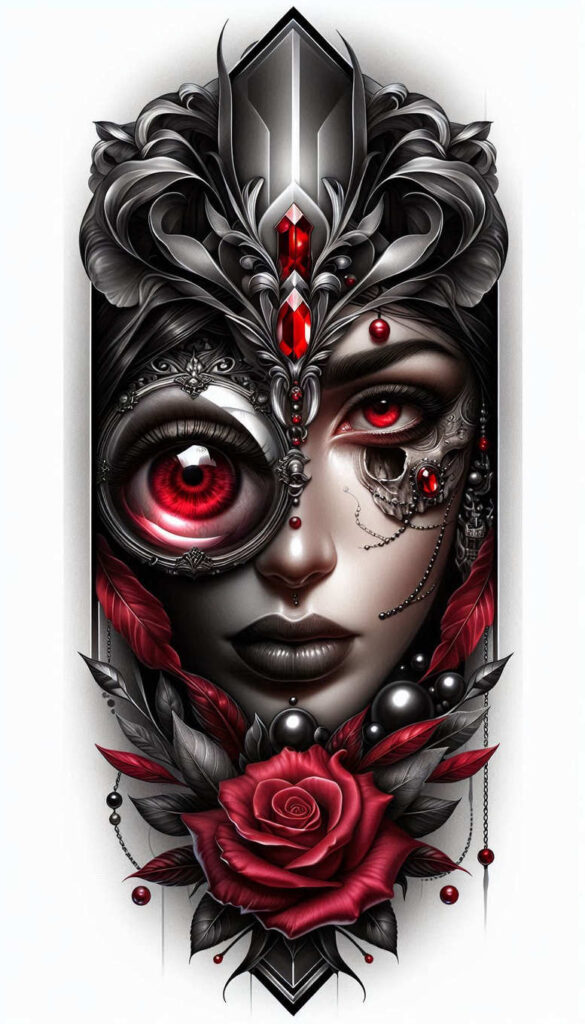 expressive-face – tattoo design ideas free ai generated – neotraditional-modern-classic – for-nape – Gallery: faces-inkby-ai