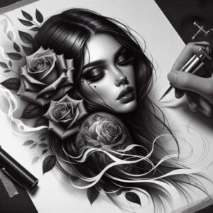 face-with-halo – tattoo design ideas free ai generated – realism-dynamic-shadows – for-forearm – Gallery: faces-inkby-ai