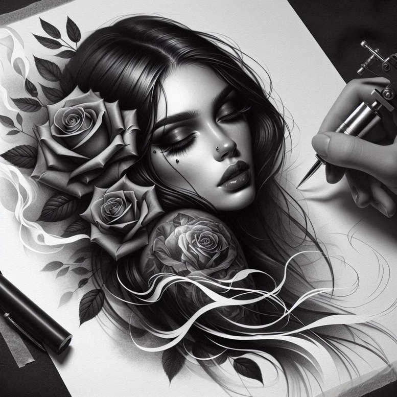 face-with-halo – tattoo design ideas free ai generated – realism-dynamic-shadows – for-forearm – Gallery: faces-inkby-ai