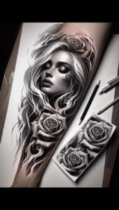 face-with-nose – tattoo design ideas free ai generated – neotraditional-subtle-tone – for-heel – Gallery: faces-inkby-ai