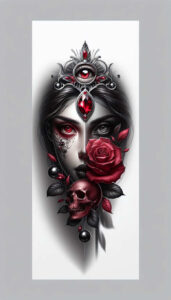 face-with-nose – tattoo design ideas free ai generated – neotraditional-textured-fills – for-sternum – Gallery: faces-inkby-ai