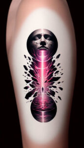 feathered-face – tattoo design ideas free ai generated – neotraditional-layered-color – for-foot – Gallery: faces-inkby-ai