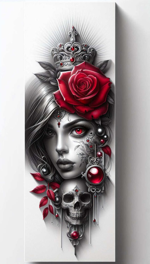 female-face – tattoo design ideas free ai generated – neotraditional-dynamic-linework – for-back – Gallery: faces-inkby-ai