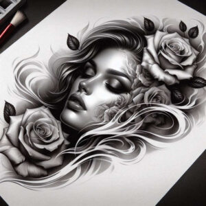 female-face – tattoo design ideas free ai generated – surrealism-abstract – for-full-back – Gallery: faces-inkby-ai