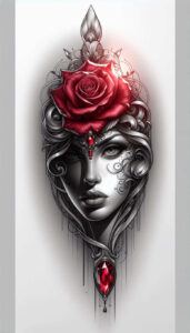 floral-face – tattoo design ideas free ai generated – surrealism-unconscious-imagery – for-abdomen – Gallery: faces-inkby-ai