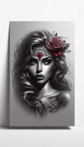 for-women – tattoo design ideas free ai generated – neotraditional-bold-color – for-nape – Gallery: faces-inkby-ai