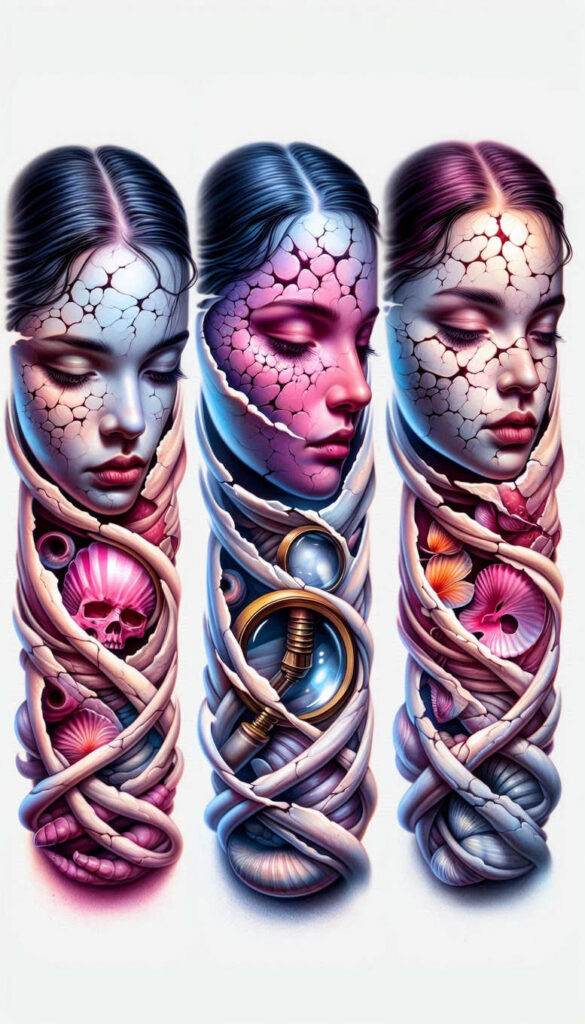 geometric-face – tattoo design ideas free ai generated – realism-real-life-shading – for-back-shoulder – Gallery: faces-inkby-ai
