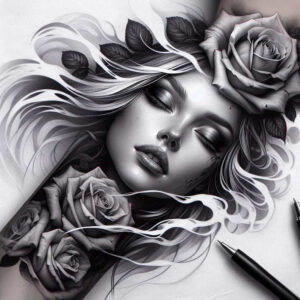 male-face – tattoo design ideas free ai generated – realism-depth-of-field – for-chest – Gallery: faces-inkby-ai