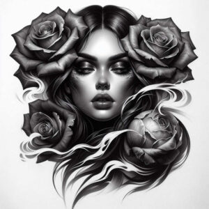 minimalist-face – tattoo design ideas free ai generated – realism-ink-precision – for-shin – Gallery: faces-inkby-ai