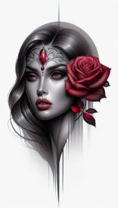 mystical-face – tattoo design ideas free ai generated – neotraditional-classic-motifs – for-sternum – Gallery: faces-inkby-ai