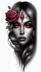 ornamented-face – tattoo design ideas free ai generated – realism-skin-illusion – for-thigh – Gallery: faces-inkby-ai