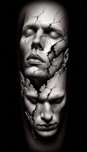outlined-face – tattoo design ideas free ai generated – neotraditional-rich-shading – for-sternum – Gallery: faces-inkby-ai