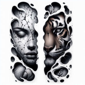 outlined-face – tattoo design ideas free ai generated – realism-ink-realism – for-upper-chest – Gallery: faces-inkby-ai