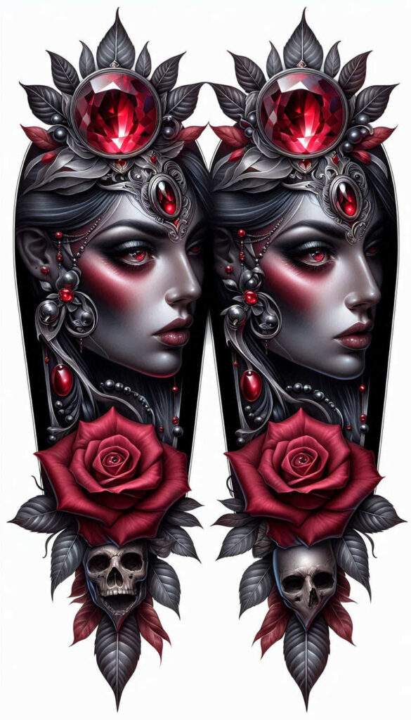portrait – tattoo design ideas free ai generated – realism-realistic-perspective – for-abdomen – Gallery: faces-inkby-ai