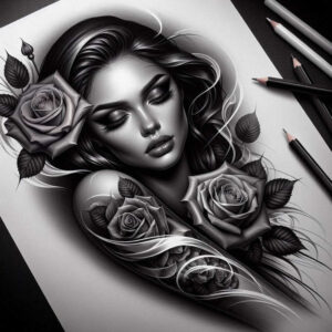 portrait – tattoo design ideas free ai generated – realism-soft-transitions – for-lower-leg – Gallery: faces-inkby-ai