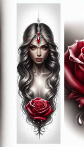 profile-face – tattoo design ideas free ai generated – surrealism-distorted-perspective – for-upper-thigh – Gallery: faces-inkby-ai