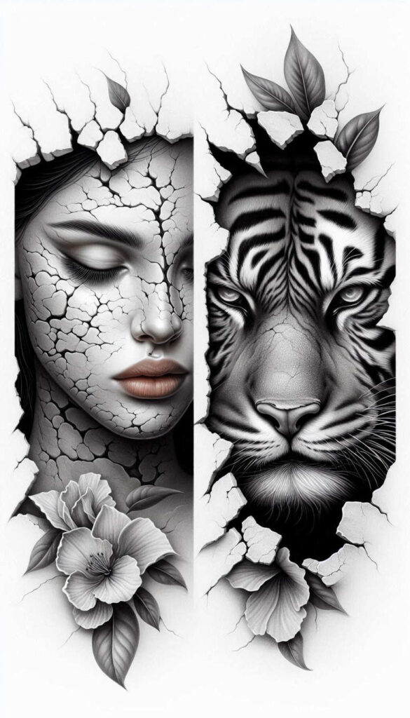 realistic-face – tattoo design ideas free ai generated – neotraditional-enhanced-shading – for-foot – Gallery: faces-inkby-ai