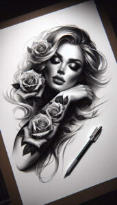 realistic-face – tattoo design ideas free ai generated – surrealism-blurred-boundaries – for-spine – Gallery: faces-inkby-ai