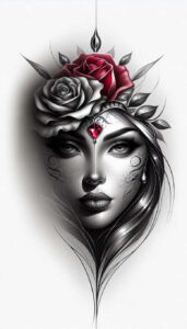 realistic-visage – tattoo design ideas free ai generated – realism-glowing-edges – for-scapula – Gallery: faces-inkby-ai