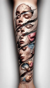 shadow-face – tattoo design ideas free ai generated – realism-emotional-depth – for-side-torso – Gallery: faces-inkby-ai