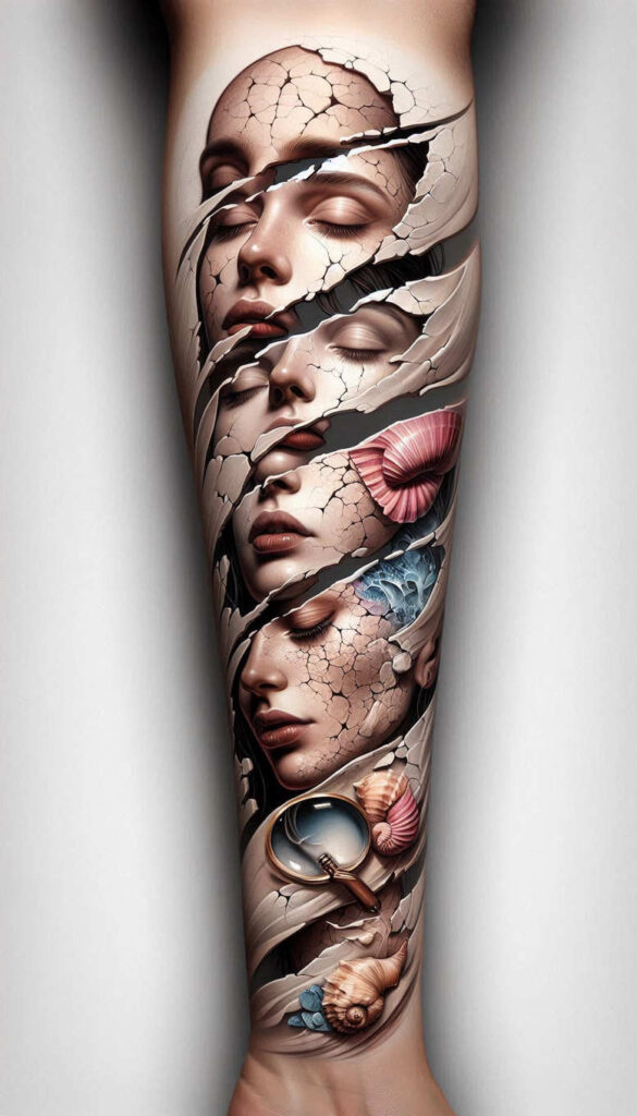 shadow-face – tattoo design ideas free ai generated – realism-emotional-depth – for-side-torso – Gallery: faces-inkby-ai