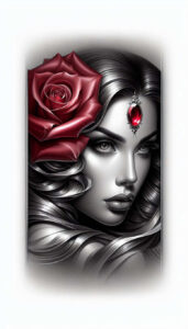shadowed-visage – tattoo design ideas free ai generated – neotraditional-refined-lines – for-side – Gallery: faces-inkby-ai