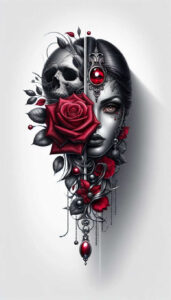 surreal-face – tattoo design ideas free ai generated – surrealism-shimmering-forms – for-stomach – Gallery: faces-inkby-ai