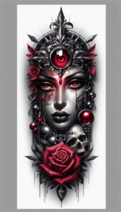 symbolic-face – tattoo design ideas free ai generated – neotraditional-decorative-elements – for-shoulder-blade – Gallery: faces-inkby-ai
