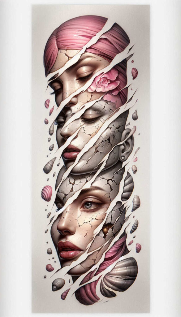 faces tattoo design ideas Realism reflection effect dramatic shading for side