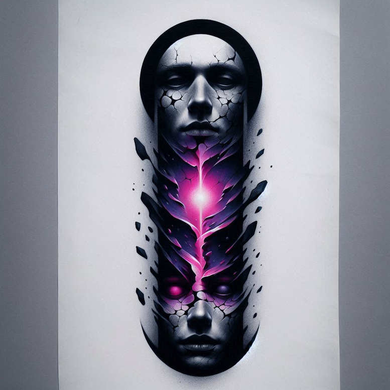 faces tattoo design ideas layered color mythical shows strength