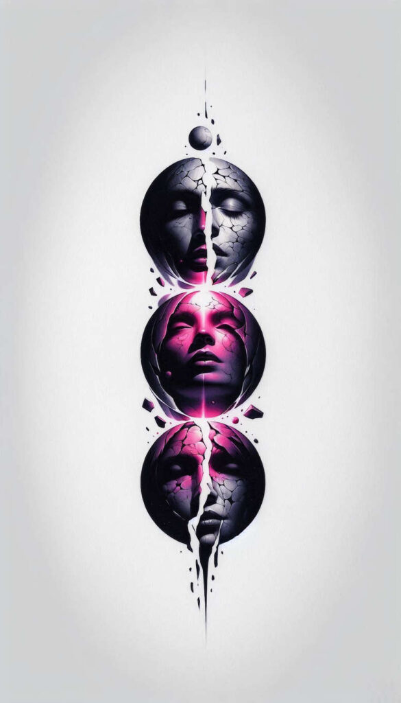 faces tattoo design ideas beyond reality stylized for sternum