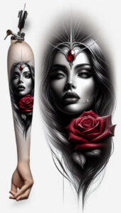 tattoo-face – tattoo design ideas free ai generated – neotraditional-vibrant-palette – for-stomach – Gallery: faces-inkby-ai