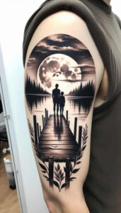 family tattoo design ideas concise familial bond for calf