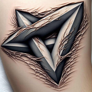 geometric tattoo design ideas vivid color inward focus for back shoulder