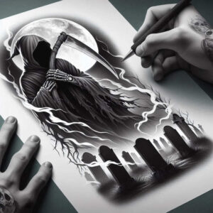 dark-figure – tattoo design ideas free ai generated – empty – for-triceps – Gallery: grim-reaper-inkby-ai