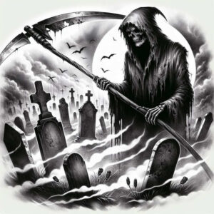 dark-motif – tattoo design ideas free ai generated – blackwork – for-stomach – Gallery: grim-reaper-inkby-ai