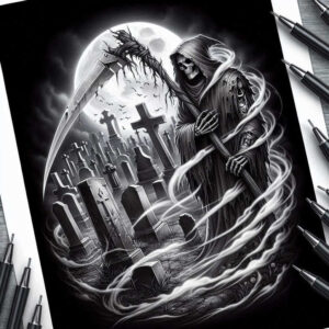 shadow-of-death – tattoo design ideas free ai generated – sacrifice – for-temple – Gallery: grim-reaper-inkby-ai