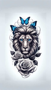 lion-in-shadow – tattoo design ideas free ai generated – realism-skin-texture – for-upper-shoulder – Gallery: lions-inkby-ai