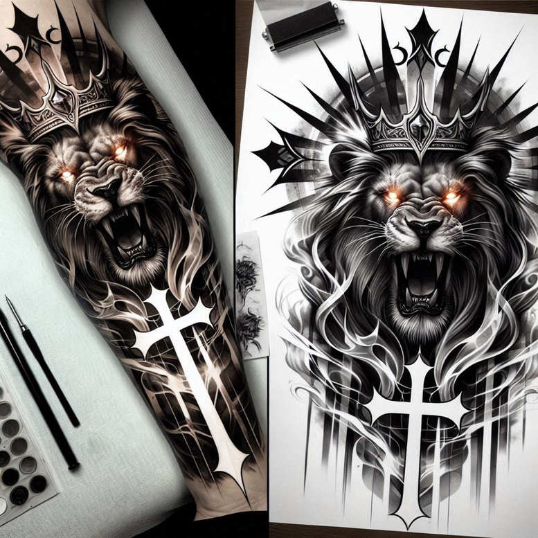 lions tattoo design ideas Realism inner glow fierce gaze meaning resilience