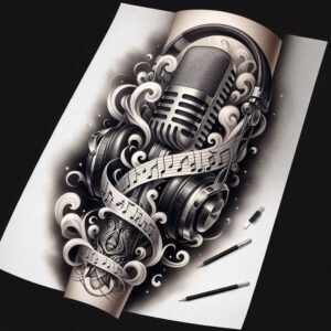 dance-music – tattoo design ideas free ai generated – clear-edge – for-palm – Gallery: music-inkby-ai