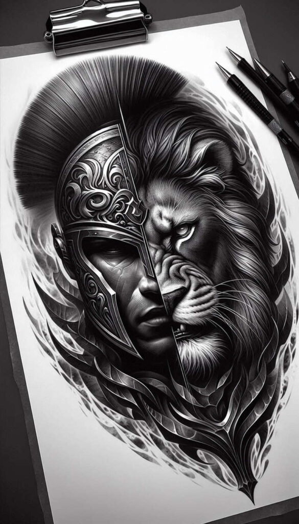 animals-and-shadow – tattoo design ideas free ai generated – surrealism-dream-motifs – for-shoulder – Gallery: news-inkby-ai