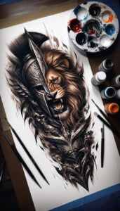 animals-with-flowers – tattoo design ideas free ai generated – neotraditional-bold-highlights – for-behind-ear – Gallery: news-inkby-ai