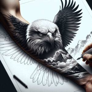 animals-with-ornament – tattoo design ideas free ai generated – neotraditional-rich-shading – for-calf – Gallery: news-inkby-ai