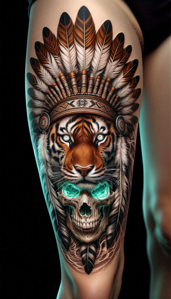 native-abstract-pattern – tattoo design ideas free ai generated – surrealism-spectral-hues – for-temple – Gallery: other-native-americans-inkby-ai