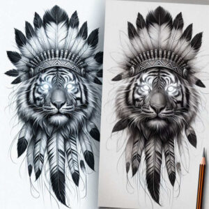 native-feathers – tattoo design ideas free ai generated – neotraditional-deep-blacks – for-arm – Gallery: other-native-americans-inkby-ai
